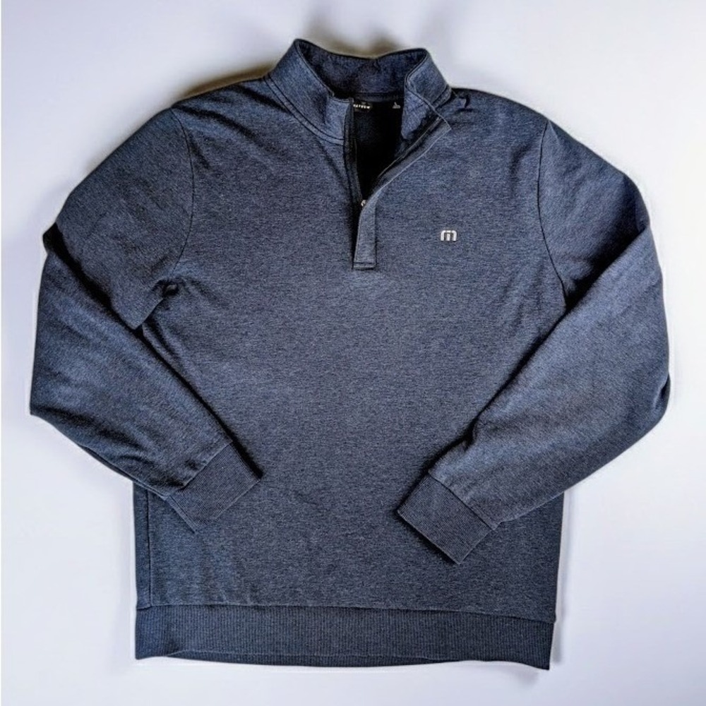 Travis Mathew Cloud 2.0 1/4 Zip Pullover Fleece Golf Sweater Navy Blue Men's L
